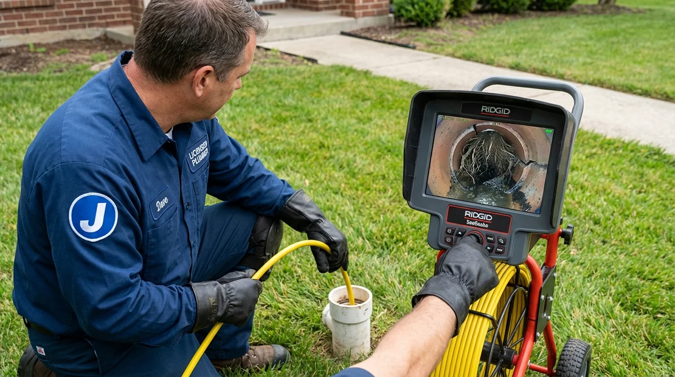 Sewer camera inspection being performed by Johns Plumbing LLC in Glade Spring